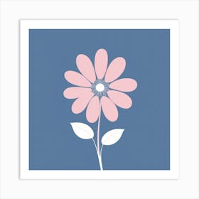 A White And Pink Flower In Minimalist Style Square Composition 427 Art Print