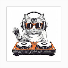 Cat Dj Art Print