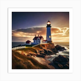 Lighthouse At Sunset 10 Art Print