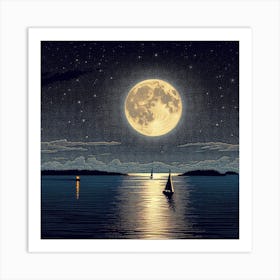 Full Moon Over Water 1 Art Print