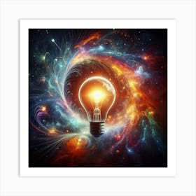 Light Bulb In Space Art Print