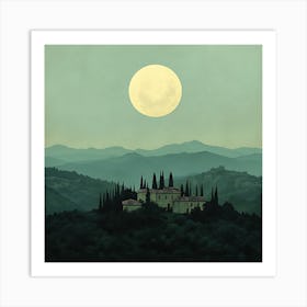 Full Moon Over Tuscany Art Print