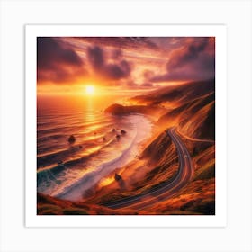 Sunset Over The Ocean 1 Art Print