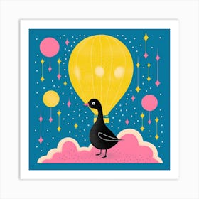 Duck Hot Air Balloon Pattern Art Print