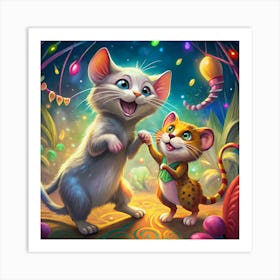 Two Kittens In The Forest Art Print