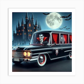 Dracula'S Funeral Car Art Print