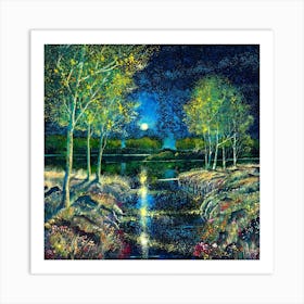 Moonlight In The Forest Art Print