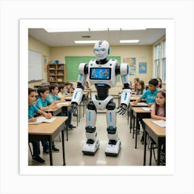 Robot In Classroom 5 Art Print