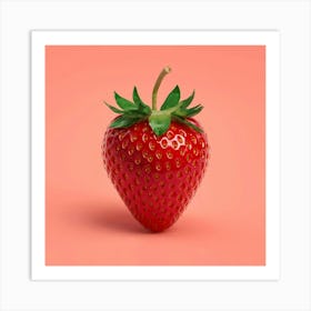 Strawberry On A Pink Background Art Print