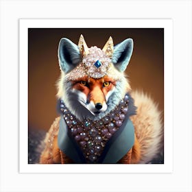 Fox With Pearls Art Print