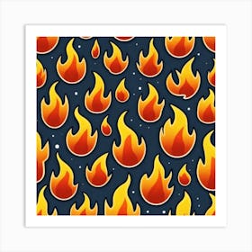 Flames On A Black Background 3 Art Print