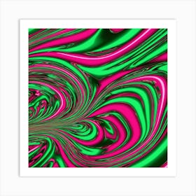 Abstract Swirls In Pink And Green Art Print