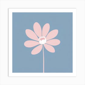 A White And Pink Flower In Minimalist Style Square Composition 652 Art Print