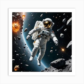 Infinite Horizons: An Astronaut Among Planets Art Print