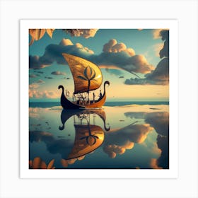 Viking Ship In The Water Art Print