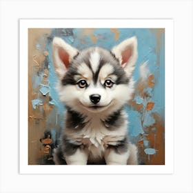 Cute baby husky Art Print