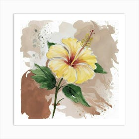 Yellow Hibiscus Flower Art Print