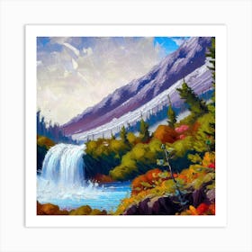 Waterfall in the mountains with stunning nature 7 Art Print