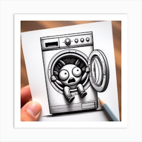 Drawing Of A Washing Machine Art Print