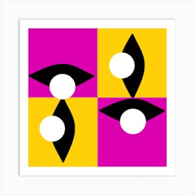 Pink and Yellow Checkered Eye Art Print