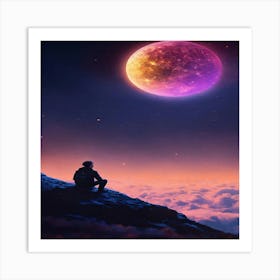 Man Watching The Moon Art Print