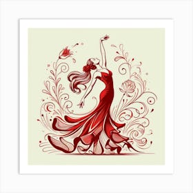 Line Art Flamenco Dancer 8 Art Print