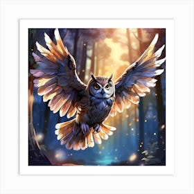 Owl In The Forest Art Print