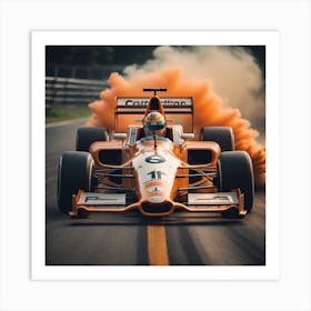 Orange Racing Car Created by using Imagine AI Art Art Print