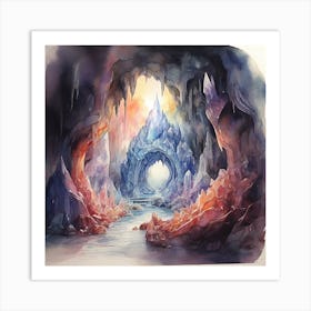 Watercolour Of A Cave Art Print