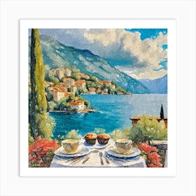 Breakfast for two at Lake Como Art Print