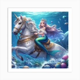 Mermaid On Horseback Art Print