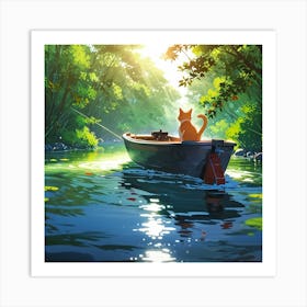 Cat In A Boat Art Print