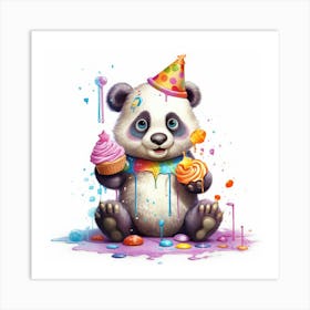 Panda Bear Birthday Cake Art Print