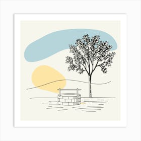 Tree And A Well Art Print