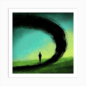 Man Walking Down A Hill Art Print