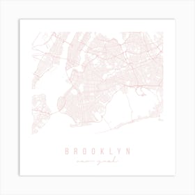 Brooklyn New York Light Pink Minimal Street Map Square Art Print