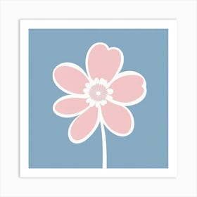 A White And Pink Flower In Minimalist Style Square Composition 128 Art Print