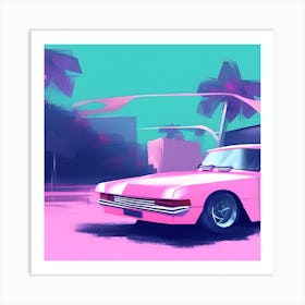 Pink Car 4 Art Print