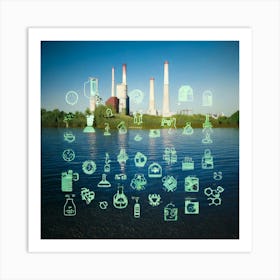 Firefly Pollution, Air, Water, Plastic, Icons, Environment, Contamination, Waste, Toxins, Chemicals, (11) Art Print