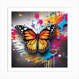 Butterfly With Paint Splashes 1 Art Print