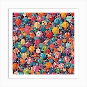 Octopus Balloons Art Print