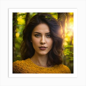 Beautiful Woman In The Forest 6 Art Print
