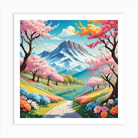 Mountain and Trees Art Print