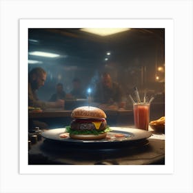 Burger In Space 33 Art Print