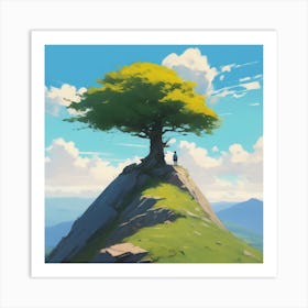 Tree On Top Of A Mountain 2 Art Print