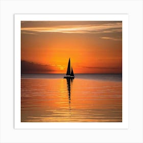 Sailboat At Sunset 6 Art Print