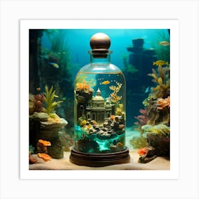 Underwater Scene In A Glass Jar Art Print