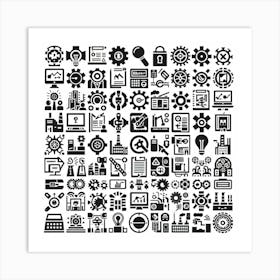 Industrial Icons Set Art Print