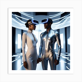 Futuristic Couple In Virtual Reality 7 Art Print