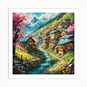 Village In The Mountains 5 Art Print